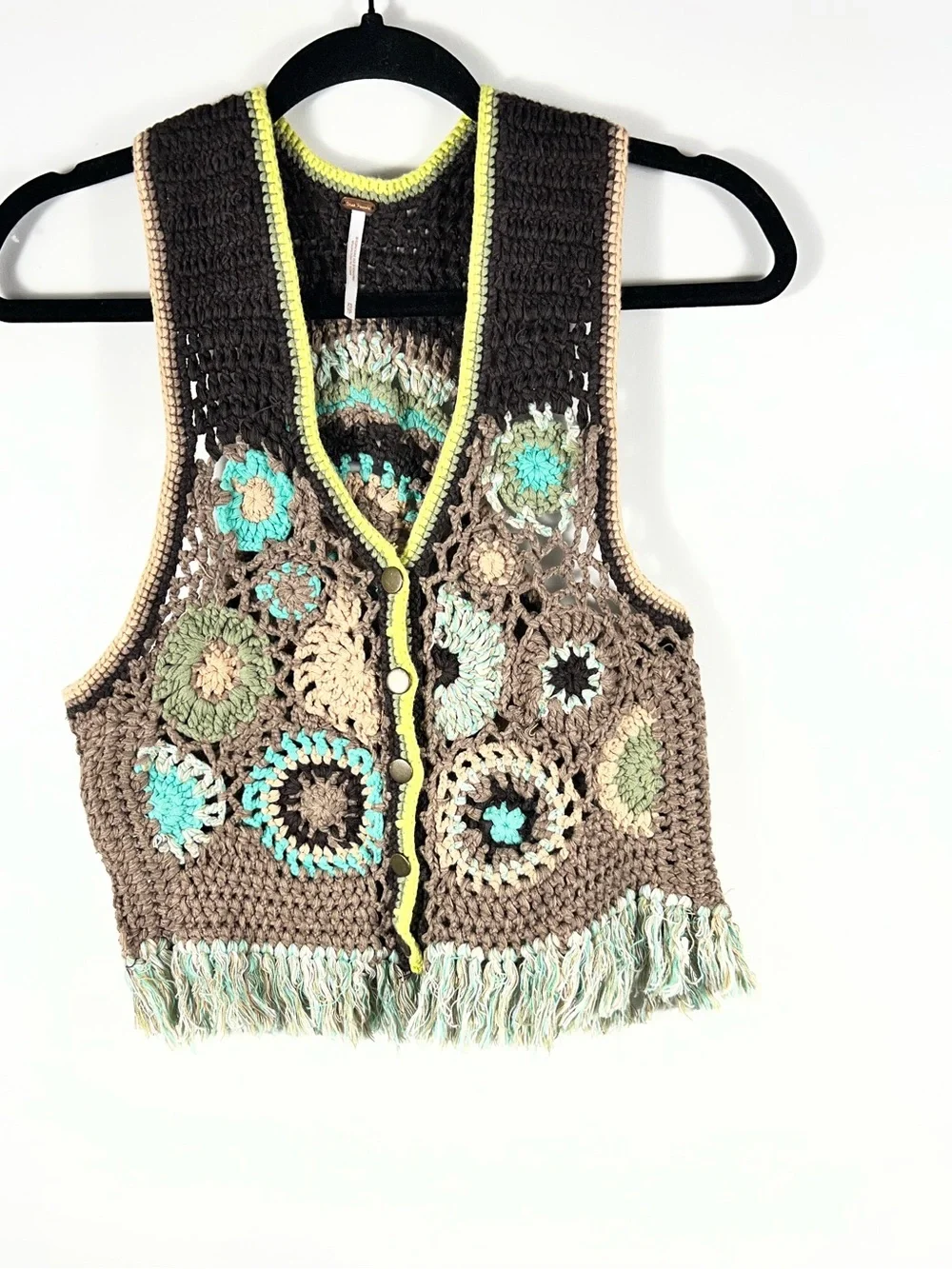 Free People Desert Rose Crochet Vest Sz X-Small